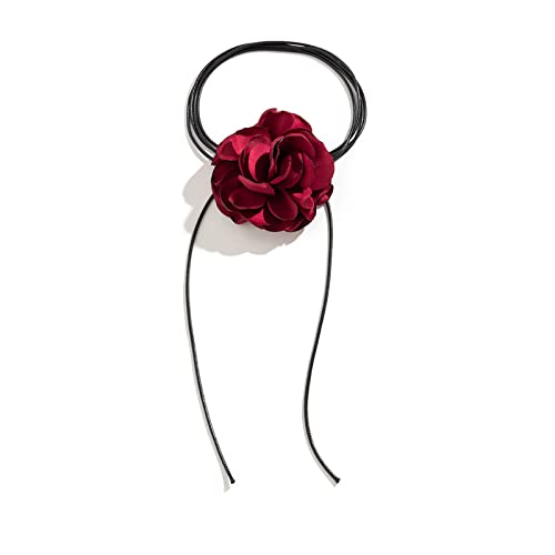 LUOFENG Blumen-Choker-Halskette, Band-Blumen-Halskette, Party-Sommer-Kragen-Kette, Schnür-Kette, Halsketten für Frauen und Mädchen von LUOFENG