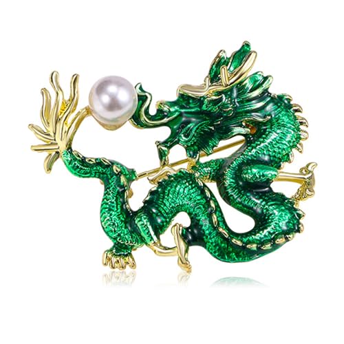 LUOFENG Chinesische Jahr-Drachen-Brosche,Metall-Emaille-Anstecknadel,Vintage-Brosche,Drachen-Anstecknadel,Kleidungsschmuck für Männer und Frauen von LUOFENG