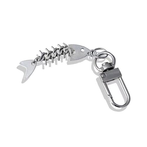 LUOFENG Einfache Schlüsselanhänger mit Fischgräten-Charm aus Metall, einzigartiger Anhänger, Auto-Schlüsselanhänger, Rucksack-Dekoration, Modeschmuck für Frauen und Mädchen von LUOFENG