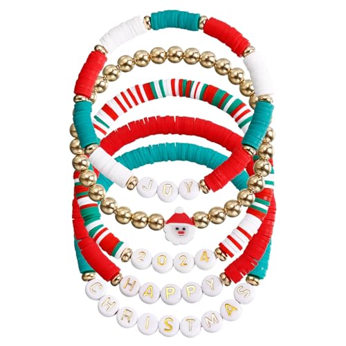 LUOFENG Festliches Y2K-Stapelarmband-Set für Frauen, zarter Perlenarmreif, Weihnachtsarmband-Schmuck für Frauen, Mädchen, Paare von LUOFENG