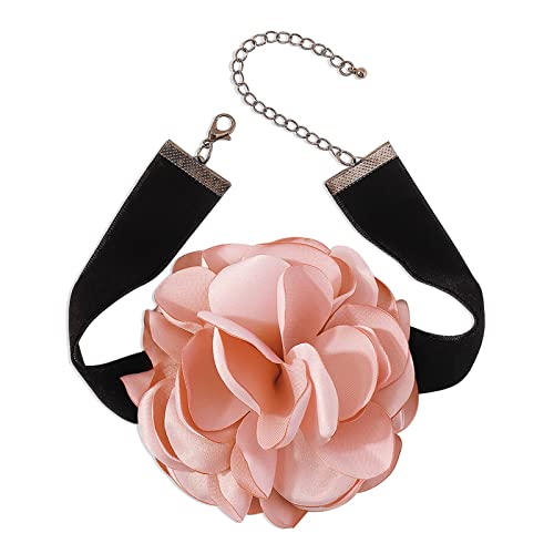 LUOFENG Große Rosenblüten-Halsketten, breite, weiche, schwarze Samt-Party-Halsketten für Damen, modischer Statement-Schmuck von LUOFENG