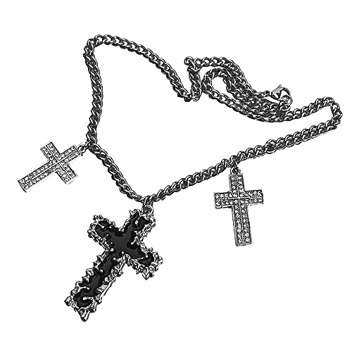 LUOFENG Halskette mit Anhänger, einfache schwarze Kreuz-Anhänger-Halskette, Hip-Hop-Kragen-Halskette, Paar-Choker, Temperament-Halskette, Modeschmuck von LUOFENG