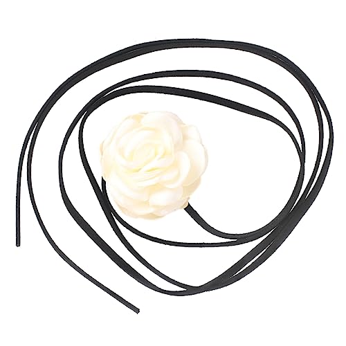 LUOFENG Halskette mit Rosen-Blumen-Motiv, Schlüsselbeinkette, Stoff-Blumen-Halsketten, Stoff-Accessoires für Frauen und Mädchen, elegante Halskette von LUOFENG