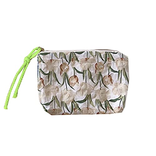 LUOFENG Kleine Kosmetiktasche mit Blumenmuster, Organizer für Damen, Lippenstift, Make-up, Kinder, Geldbörse, Münztasche von LUOFENG