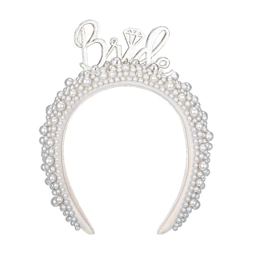 LUOFENG Künstliches Perlen-Stirnband für Hochzeit, Party, eleganter Haarreifen für Frauen, Brautparty, Geschenk, Junggesellenabschied, Kopfbedeckung von LUOFENG