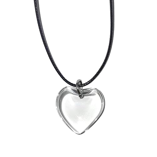 LUOFENG Modische Halskette, Gothic-Halskette mit schwarzem Seil und großem Herz-Anhänger für Frauen, elegante Nische, verstellbare Kette, schlichter Schmuck von LUOFENG