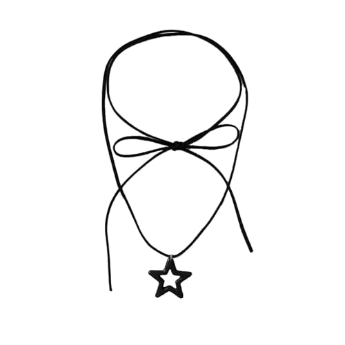 LUOFENG Modische Halskette, elegante Halskette mit Stern-Anhänger, Schnürung, Seil, geknotetes Halsband mit Schleife, verstellbare Kette, süßer, cooler Schmuck von LUOFENG