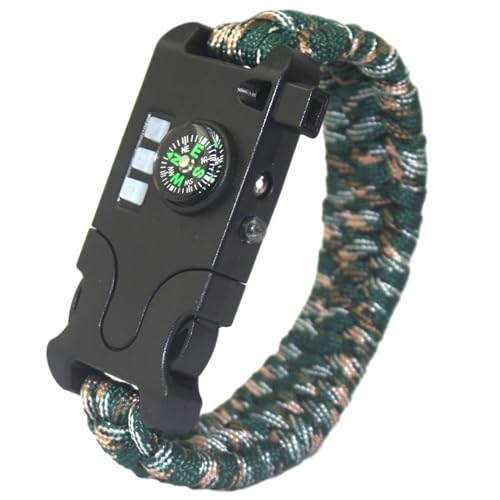 LUOFENG Outdoor-Überlebens-Armbänder, taktisch, Paracord-Armbänder, Kompasse, Pfeife, Taschenlampe, Multitool für Wanderungen, Reisen, Camping von LUOFENG