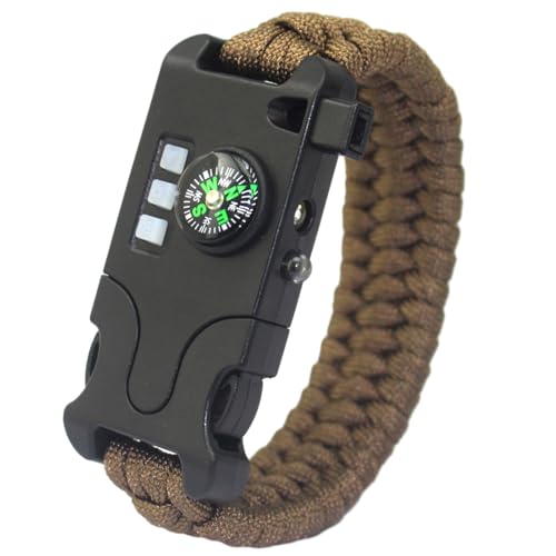 LUOFENG Outdoor-Überlebens-Armbänder, taktisch, Paracord-Armbänder, Kompasse, Pfeife, Taschenlampe, Multitool für Wanderungen, Reisen, Camping von LUOFENG