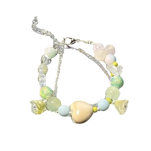LUOFENG Perlen-Armband, modische Kristall-Perlen-Armbänder, süße, verstellbare Charm-Armbänder, Telefonkette, Schmuck für Frauen und Mädchen von LUOFENG