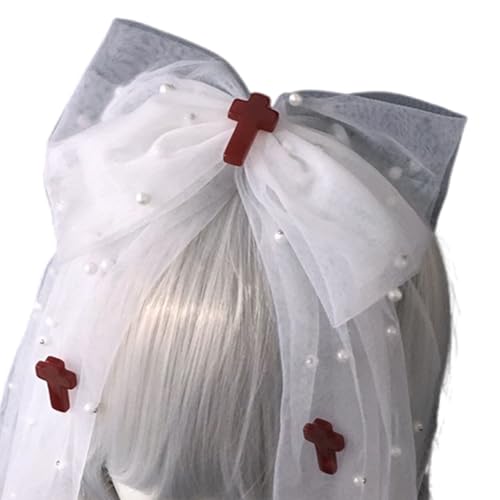 LUOFENG Punk Schleier Stirnband für Festivals und Partys, einzigartiges Netz-Design, Haarband mit gekreuzter Nadel für Modebegeisterte von LUOFENG