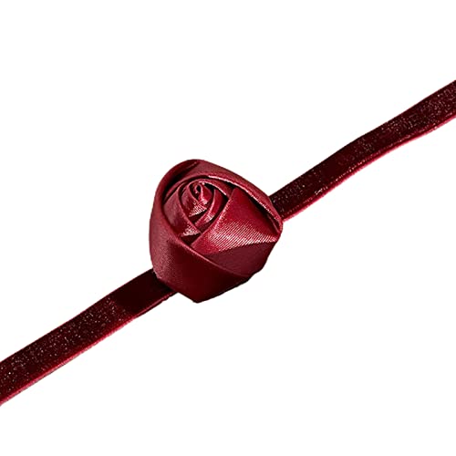 LUOFENG Rose Schwarz Blumenkragen Samthalskette Kleine Wind Schlüsselbeinkette Temperament Band Halskette Halsband von LUOFENG