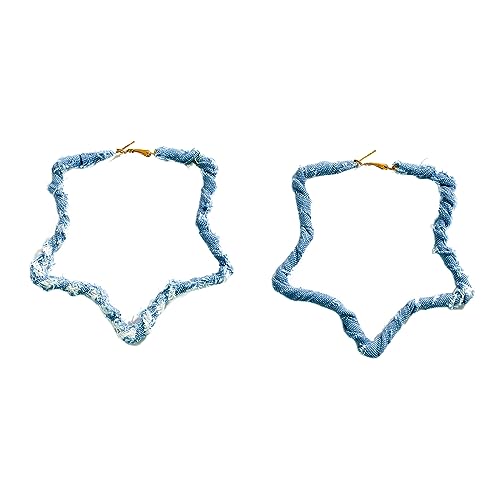 LUOFENG Runde Ohrringe, stilvolle Jeans-Kaliko-Ohrringe, schlichte, runde Ohrringe für Frauen und Mädchen, übertrieben gewundener Creolen-Schmuck von LUOFENG