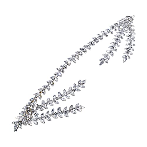 LUOFENG Strass-Hochzeit Stirn Stirnband Frauen Kopfschmuck Braut Kopf-Tiara Blatt Zweig Form Braut Kopfschmuck Ornament von LUOFENG