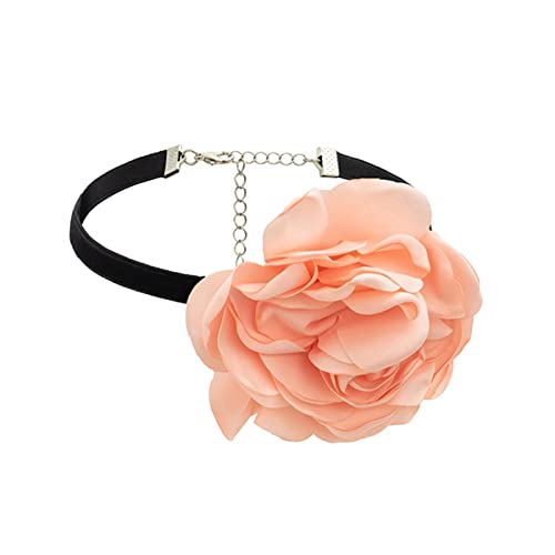 LUOFENG Übertriebenes Schlüsselbein-Kettenarmband aus Rosenseide mit Blumen für Damen, elegantes, verstellbares Halsband-Zubehör von LUOFENG