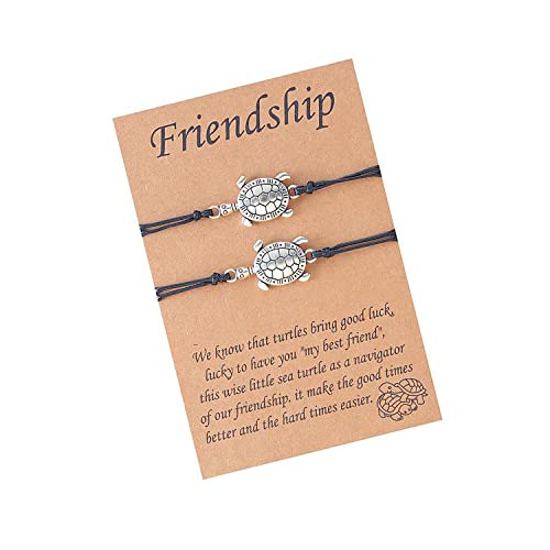 LUOKIFUR 2er-Pack Schildkröten-Freundschaftsarmbänder für Teenager-Mädchen, beste Freundin, verstellbare Schnurarmband-Geschenke (Turtle) von LUOKIFUR
