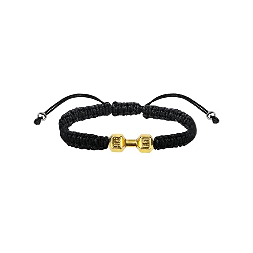 LUOKIFUR Kurzhantel Geflochtenes Herrenarmband Inspirierendes Fitness Bettelarmband Verstellbares Herren- und Damenarmband Sport Fitness Personal Trainer Geschenk (Gold) von LUOKIFUR