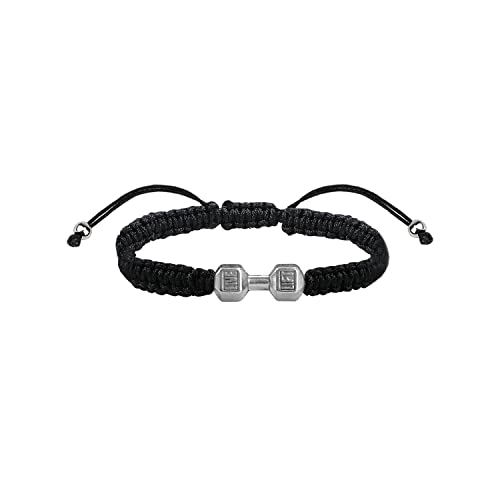 LUOKIFUR Kurzhantel Geflochtenes Herrenarmband Inspirierendes Fitness Bettelarmband Verstellbares Herren- und Damenarmband Sport Fitness Personal Trainer Geschenk (Silver) von LUOKIFUR