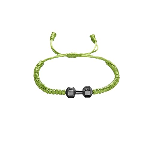 LUOKIFUR Kurzhantel Geflochtenes Herrenarmband Inspirierendes Fitness Bettelarmband Verstellbares Herren- und Damenarmband Sport Fitness Personal Trainer Geschenk (green) von LUOKIFUR