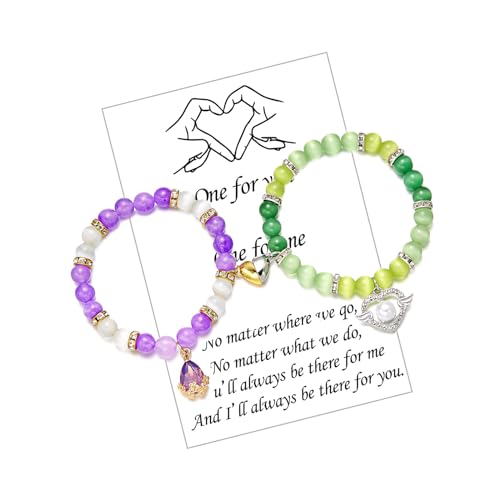 LUOKIFUR Passende Freundschaftsarmbänder, Perlenarmbänder für Paare, beste Freunde, Frauen, Männer, Teenager, Mädchen, Geschenke (purple and green) von LUOKIFUR