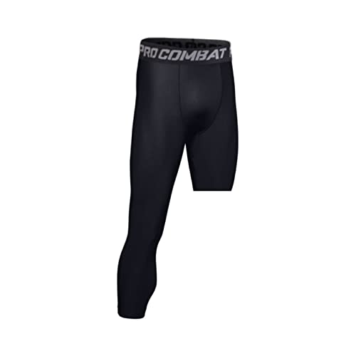 LUOSFUH Herren Einbeinige Kompression 3/7 Strumpfhosen Sportliche Basketball Basis Unterwäsche Schicht Schwarz Langes Rechtes Bein XL von LUOSFUH