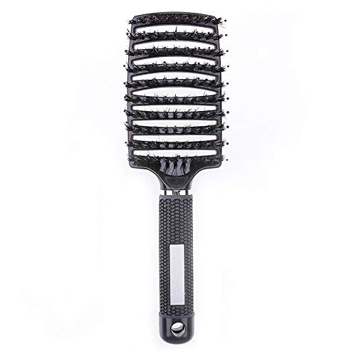 LUOSHUAI HaarbüRste Mädchen Haarspalte Massage Kamm Haarbürste Borst Nylon Frauen Nass Curly Detangle Haarbürste for Salon Friseurstyling Werkzeuge Burste (Color : Black) von DJHWWD