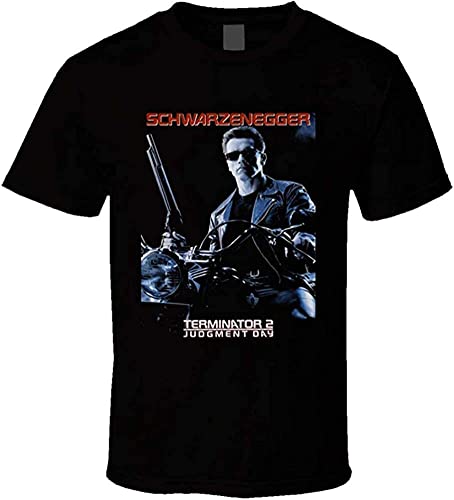 Terminator 2 Schwarzenegger 90's Retro Movie Mens Casual Short Sleeve T-Shirt T-Shirts & Hemden(Large) von LUOTANGWI