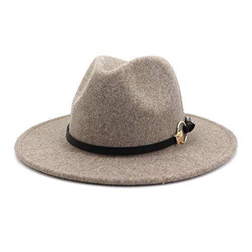 LUOXUEFEI Sommerhüte Für Frauen Männer Breite Krempe Beige Braun Filz Fedora Hut Mit Gürtel von LUOXUEFEI