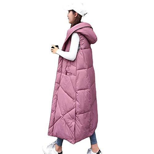 Long Weste Damenlange Steppweste Damen Lange Weste Mit Kapuze, Trendige Unregelmäßige Extra Lange Steppweste Damen Elegante Weste Winddichte Weste Wintermantel Für Damen Mädchen Outdoor-Büro,Li von LUOY