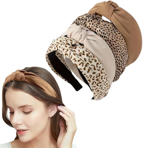 LUPATDY 4 Stück Haarreifen Haarband für Damen Anti-Rutsch-Mode-Frauen-haarreifen damen bänder für Haare Niedliche Haarband für Frauen Haar breite Knoten Leopard Print Stirnband von LUPATDY