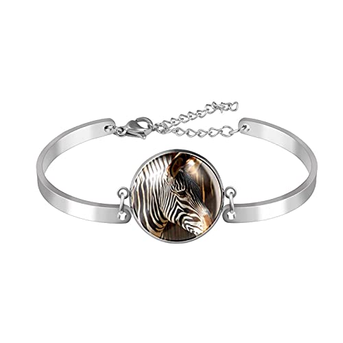 Armband Charm Armreif einzigartige Armbänder Mode Wildtier Zebra Mädchen Frauen, Einstellbar, Edelstahl Glas, Künstlicher Quarz. von LUPIN