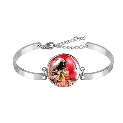 Armband mit Anhänger, einzigartige Armbänder, modisch, Weihnachten, Hund, Katze, Mädchen, Damen, Einstellbar, Edelstahl Glas, Künstlicher Quarz. von LUPIN