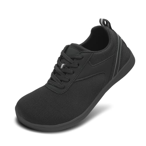 LUPWEE Unisex Breite Barfußschuhe für Herren Damen Minimalistische Bequeme und Leichte Walking-Turnschuhe Traillaufschuhe, Schwarz , 45 1/3 EU, UK903 von LUPWEE