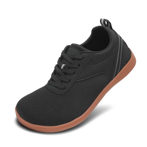 LUPWEE Unisex Breite Barfußschuhe für Herren Damen Minimalistische Bequeme und Leichte Walking-Turnschuhe Traillaufschuhe, Schwarz / Braun, 38 2/3 EU von LUPWEE