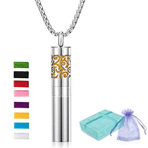 Damen Halskette Aromatherapie Anhänger Halskette Aroma ätherisches Öl Diffuser Locket Anhänger 316L Edelstahl Magnetische Halskette Schmuck mit 8pcs Pads von LURICO