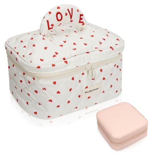 LURICO Kosmetiktasche mit integriertem Schmuckbox Makeup Bag für Frauen Aufbewahrung für Make-up Schmuck Makeup Pouch mit Reißverschluss leicht, für Reisen und Den Täglichen Gebrauch von LURICO