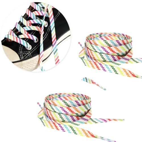 LURNODY Rainbow Shoelaces 2er Set (100cm+140cm) - Elastische Schnürsenkel für Kinder & Erwachsene | Perfekt für Sneaker, Sportschuhe, Skateschuhe, Leinenschuhe von LURNODY