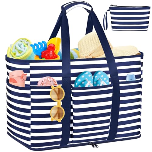 LUROON Strandtasche XXL Familie mit Reißverschluss, Badetasche Große Damen Faltbare Badetasche XXL Familie Leicht Beach Bag Schwimmbadtasche für Strand Pool Picknick Reisen 50 * 35 * 20cm von LUROON