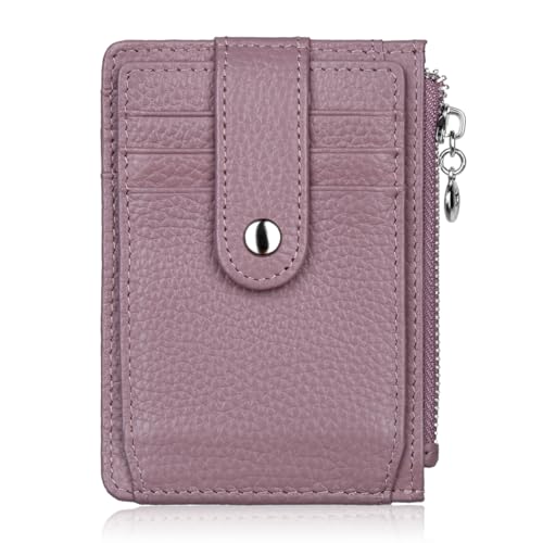 LUROON Kreditkartenetui Echtes Leder kreditkartenhalter Damen Herren Kartenhalter Portmonee RFID Brieftasche Kartenetui Geldbeutel Klein Reißverschluss Portemonnaie Geschenkbox 11 Kartenfächern (Rosa) von LUROON