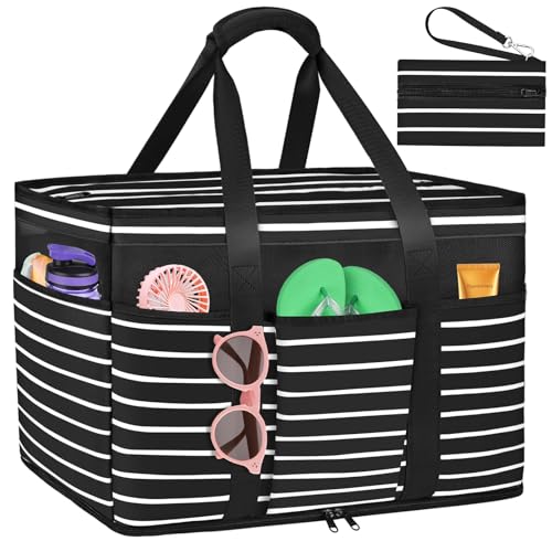 LUROON Strandtasche XXL Familie mit Reißverschluss, Badetasche Große Damen Faltbare Badetasche XXL Familie Leicht Beach Bag Schwimmbadtasche für Strand Pool Picknick Reisen 50 * 35 * 20cm von LUROON