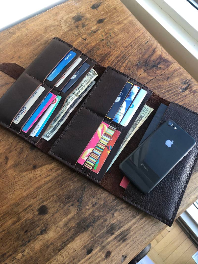 Bison Leather Wallet Organizer/Große Weiche Braune Leder Geldbörse Handgefertigte Geldbörsen Usa Handgenähte von LUSCIOUSLEATHERNYC