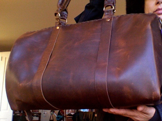 Cognac Reisetasche/Leder Seesack Handgefertigter Weekender Benutzerdefinierte Größen von LUSCIOUSLEATHERNYC