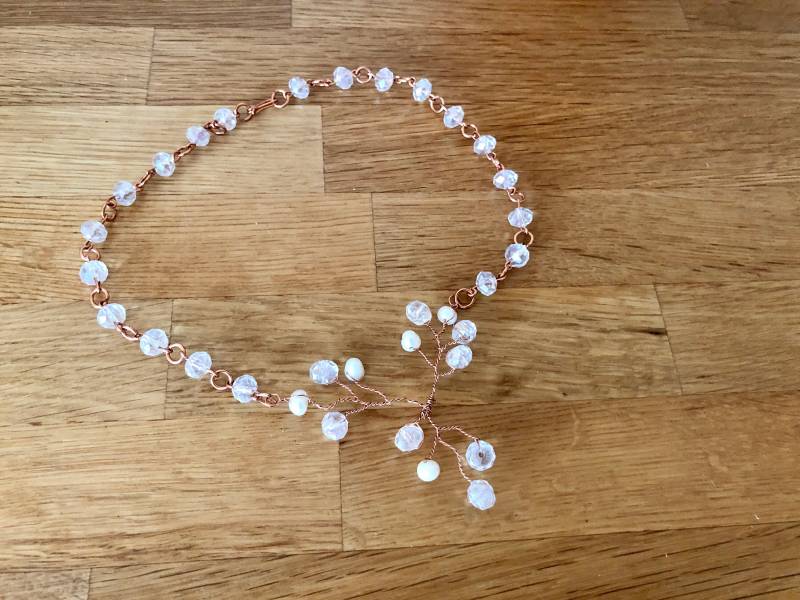 Halsband Halskette Aus Kupferdraht Und Kristalle, Kristall Halsband, Brautschmuck Halsband Halskette Aus Kupferdraht Und Kristalle, Kristall Halsband, Brautschmuck von LUSELECT