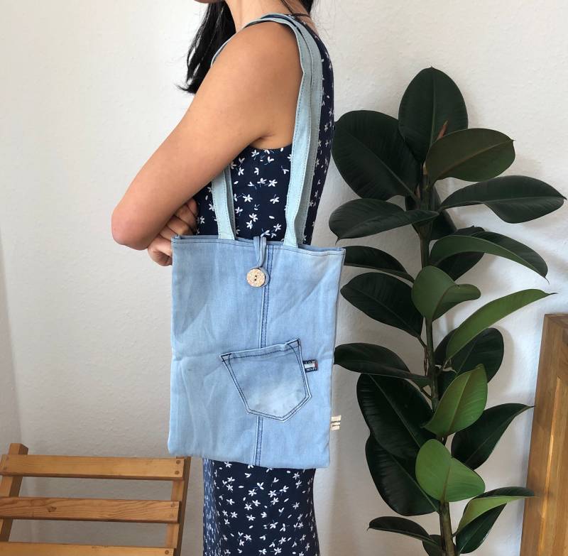 Upcycled Jeans Kleine Einkaufstasche. Denim-Einkaufstasche. Denim-Tasche Upcycled Jeans Kleine Einkaufstasche. Denim-Einkaufstasche. Denim-Tasche von LUSELECT