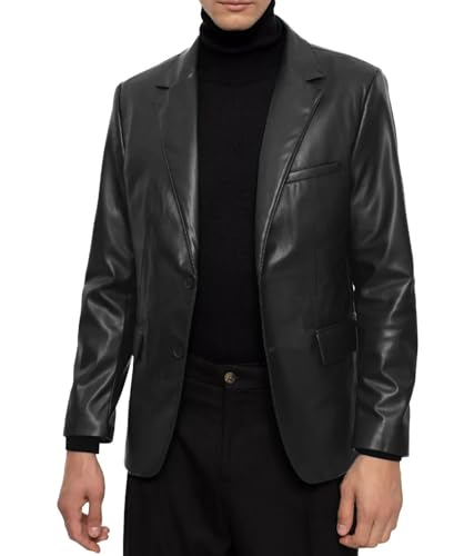 LUSH HIDES Lederblazer für Herren, echtes Lammfell, klassischer Ledermantel mit 2 Knöpfen, schwarzer Lederblazer, Herren-Ledermantel, Schwarz, M LUSH HIDES Lederblazer für Herren, echtes Lammfell, klassischer Ledermantel mit 2 Knöpfen, schwarzer Lederblazer, Herren-Ledermantel, Schwarz, M von LUSH HIDES