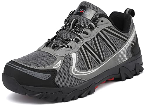 LUSWIN Wanderschuhe Herren Trekkingschuhe Leicht Atmungsaktiv Outdoorschuhe rutschfeste Wanderhalbschuhe Kletterschuhe Grau46 von LUSWIN