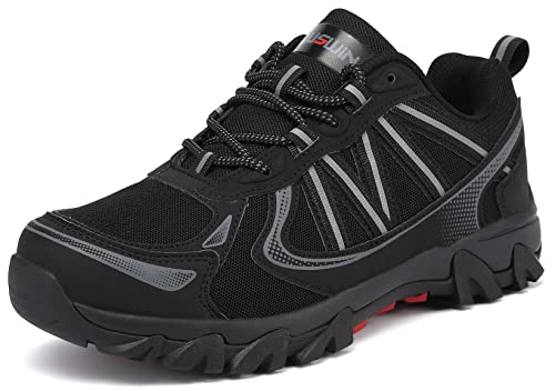 LUSWIN Wanderschuhe Herren Trekkingschuhe Leicht Atmungsaktiv Outdoorschuhe rutschfeste Wanderhalbschuhe Kletterschuhe Schwarz44 von LUSWIN