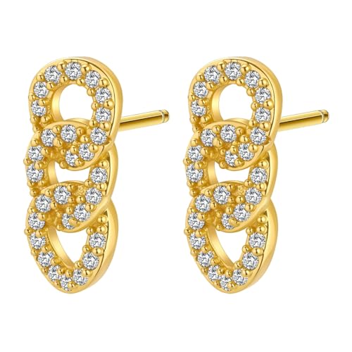 14 Karat vergoldete Diamant-Ohrstecker, eleganter Alltagsstil, leichte und kleine Ohrstecker für Damen von LUTAKU