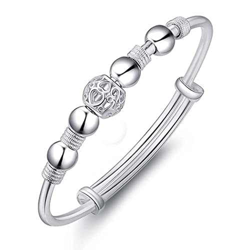 925 Silber Angst beruhigendes Armband für Frauen Bead Spinner Bangles Armbänder für Frauen Mädchen Fidget Armband für Angst Schmuck Freundschaftsgeschenk (Bead-002) von LUTAKU