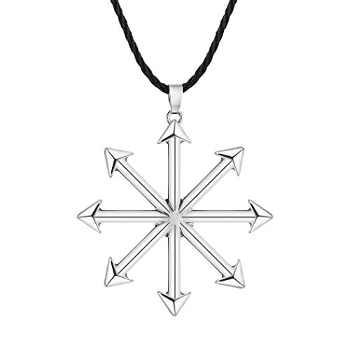 LUTAKU Chaosphären-Halskette mit magischem Anhänger, Kabbala, Siegel des Chaos, Rad-Halskette für Männer und Frauen, Chaosphären-Charm, Halskette, Amulett, Satanisches Symbol, Amulett, Schmuck, Leder von LUTAKU
